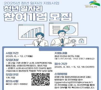 2025년 청년 일자리사업 참여기업 모집(1개소)
